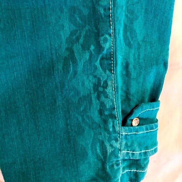 Capellini Women’s Turquoise Stretch Crop Pant Size 7 - Picture 8 of 12